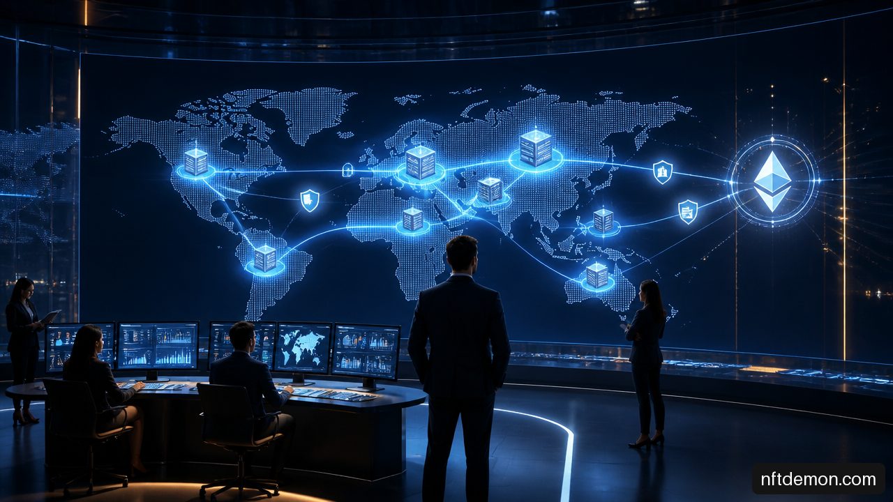 Conceptual illustration of a global brand operating a secure custom Layer 2 blockchain network.