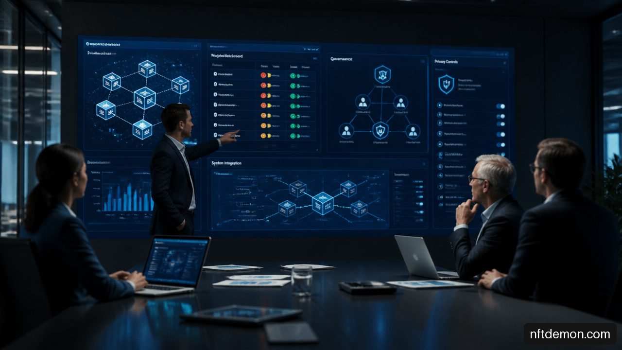 Enterprise executives comparing blockchain platforms using a production readiness scorecard