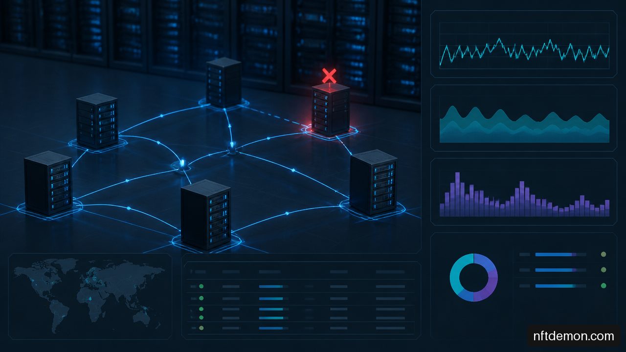 Permissioned blockchain network maintaining transaction flow while one validator node is offline.
