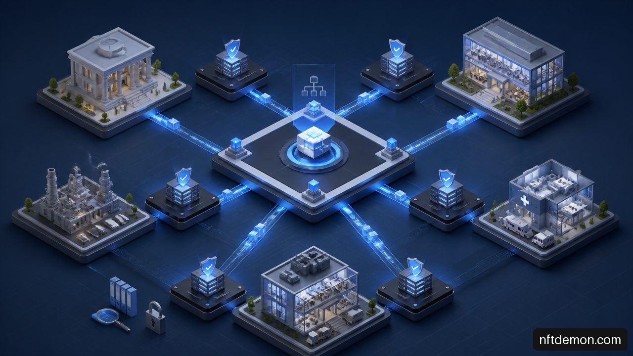 Illustration of multiple enterprises governing a shared permissioned blockchain network