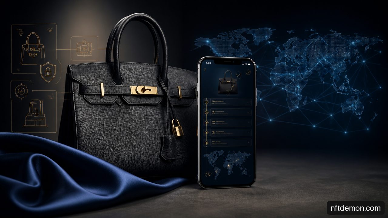 Premium product and digital passport interface representing NFT strategy for global brands.