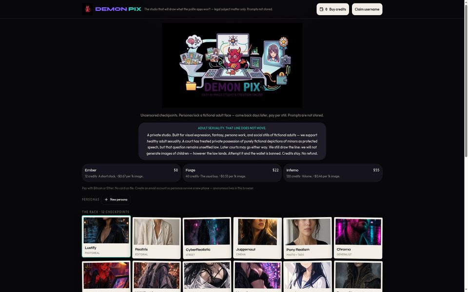 Demon Pix private AI image studio