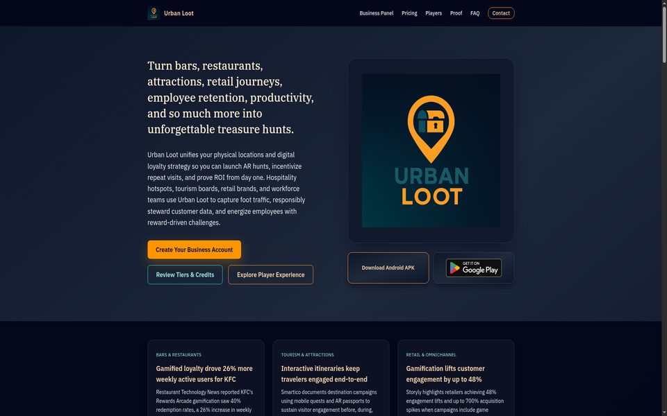 Urban Loot AR treasure hunt platform